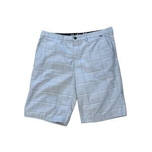 Hurley Casual Chino Shorts Men’s 38 Gray Plaid Bermuda Board Beach Skater -EUC